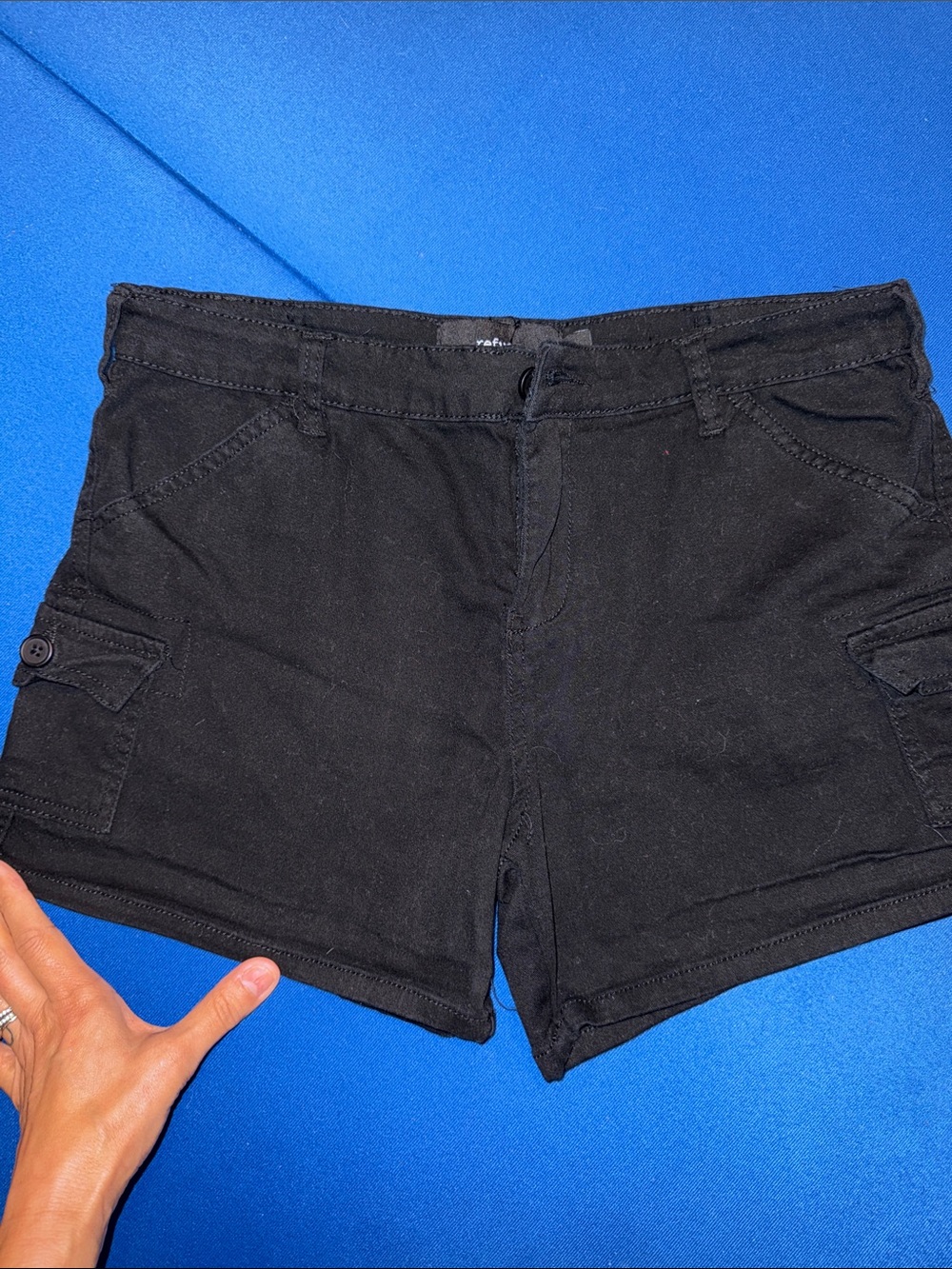 refuge Black Women's Cargo Shorts with Side Flap Pockets